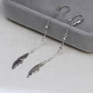 Boucles d'oreilles en argent Wenchi S925 avec plume et support vide pour perle de 8-13 mm, style baroque, taille 3 mm, accessoires de Chine 16232 pour femmes - Product Image 5