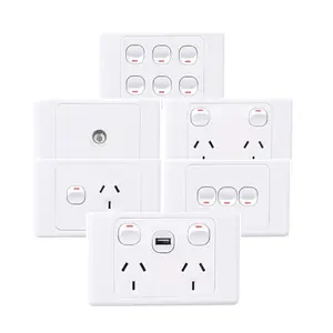 Australian Standard Usb Wall Dual Socket with 2gang Switch, Au Plug Adapter Mobile Phone Charging Power 10A Socket 118mm*72mm