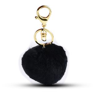 Porte-monnaie personnalisé en gros avec breloque pompon en fourrure noire mignonne - Product Image 1
