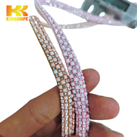 Bande de strass en plastique rose-orange de 8 mm, matériau pour chaussures, ruban thermocollant, accessoire diamant multicolore, largeur et longueur personnalisables