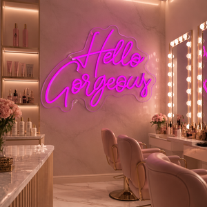 ป้ายไฟนีออน LED แบบกำหนดเอง "<span class=keywords><strong>Hello</strong></span> Gorgeous"  ตกแต่งร้านเสริมสวย บาร์ บูติก หน้าต่างร้าน และร้านดอกไม้ - Product Image 5