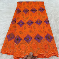 Dentelle suisse en voile brodée de fleurs NI.AI avec pierres, tissu en voile de coton africain, tissus de mariage pour femmes nigérianes