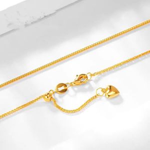 Xinfly Wedding Engagement Heart Pendant Chopin Chain <b>Necklace</b> G9999 Custom Women Dainty Luxury <b>Solid</b> 24K Real Gold Fine Jewelry - Product Image 2