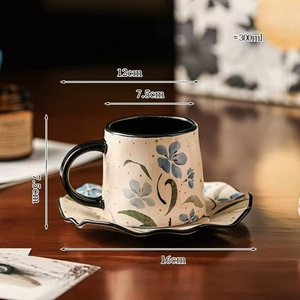 High Quality <b>Cheap</b> Eco-friendly Floral Ceramic Mug Elegant Stoneware Dishwasher & Microwave Safe Fancy Coffee Tea Mugs Reusable - Product Image 6