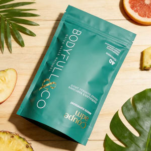 Bolsa de empaque de alimentos con logotipo personalizado, tipo stand-up pouch, para proteínas, bebidas herbales en polvo, con cierre de cremallera. - Product Image 2