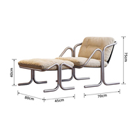 Chaise moderne et simple de loisirs pour salon avec repose-pieds Meubles de chaise longue en tissu avec cadre en métal pour chambre d'hôtel