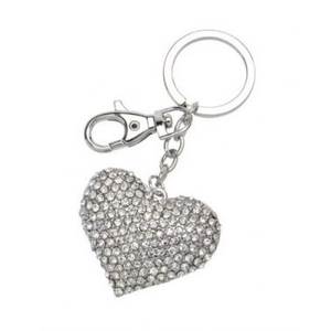 Portachiavi 'Cuore con Strass' in Cristallo, Pelle, PVC, Metallo e Plastica Senza Scatola - Product Image 1