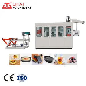 Full automatic biodegradable PLA corn starch cup plate tray container making thermoforming machinery machine