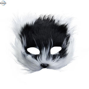 Masque en peluche en fourrure de renard avec logo personnalisé en gros, masque de chat demi-visage, masque d'animal en plastique pour fête, jeu de rôle, déguisement - Product Image 2