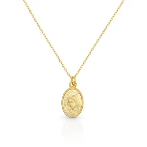 Chris April In Stock 925 Sterling Silver Simple Gold Plated Vintage Design Virgin Mary Pendant Necklace