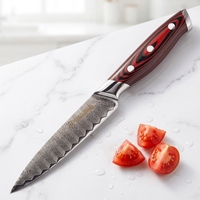Couteau utilitaire de cuisine de haute qualité de 5 pouces, couteau utilitaire en acier Damas AUS10, couteaux de cuisine japonais en Damas avec manche en G10