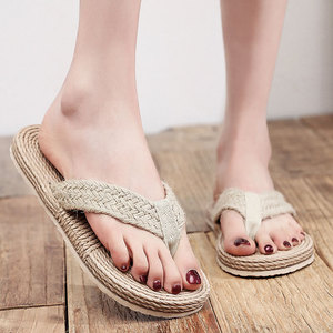 Sandali da donna in <span class=keywords><strong>paglia</strong></span> moda pantofole scorrevoli a buon mercato infradito per le donne - Product Image 4