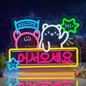 Welcome Neon <b>Sign</b> Pattern LED Acrylic Neon Light USB Powered Advertising <b>Sign</b> For Korean Cafe Restaurant Shop Welcome Decor - Product Image 4