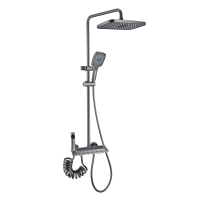 Robinets muraux en acier inoxydable plaqué carré chromé noir Robinets Ensemble de douche à effet pluie pour salle de bains