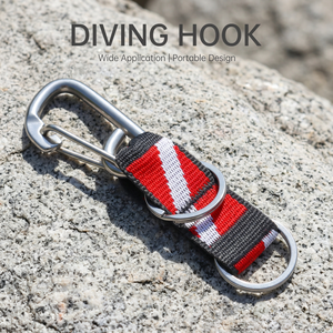 Mosquetón de Buceo de Acero Inoxidable con Cinta de Nylon, Doble Anillo en D, Clip Portátil para Equipo de Exterior - Product Image 1