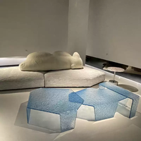 Ensemble table basse en acrylique à motif de pierre bleue moderne et contemporain Mobilier de salon modulaire décoratif pour salon et maison