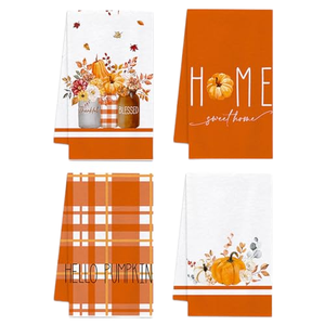Serviette de cuisine personnalisée, couleur blanche unie et motif floral imprimé, avec logo personnalisé, serviette de cuisine écologique en gros - Product Image 1