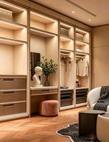 Armoire moderne minimaliste sur mesure avec éclairage LED intelligent et étagères ouvertes pour projets de villas