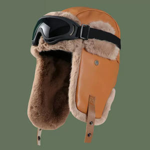 تخفيضات كبيرة على قبعة روسية من القطيفة المقاومة للماء قبعة شتوية من الجلد Lei Feng قبعة طيار طيار للرجال والنساء فرو جلد صناعي - Product Image 5