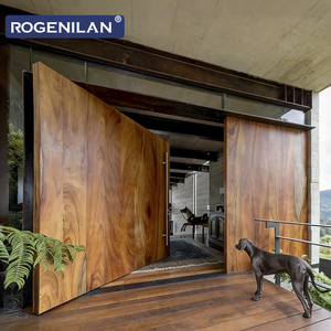 2025 personalizado grande de alta calidad de madera y vidrio pivote de un solo columpio puerta delantera Villa apartamento puerta de entrada residencial - Product Image 1