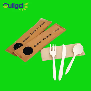 Kit de couverts jetables 100 % compostables personnalisés <span class=keywords><strong>CLPA</strong></span>, durables, 100 % biodégradables, cuillère, fourchette, couteau en plastique pour les fêtes, les pique-niques - Product Image 3