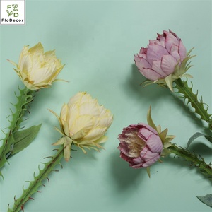 All'ingrosso stile europeo 2 teste Pitaya fiore di seta colorato re Protea fiori per la decorazione di nozze negozio di casa - Product Image 2