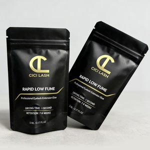 Pochette noire autoportante écologique personnalisée, petit sachet refermable pour emballage cosmétique, idéal pour les colle à cils - Product Image 4