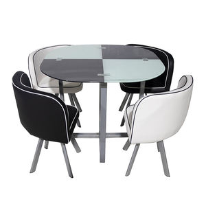 Muebles para el hogar de estilo moderno, juegos de comedor de cristal superior, juego de mesa y sillas para 6 personas, mesa de comedor - Product Image 1