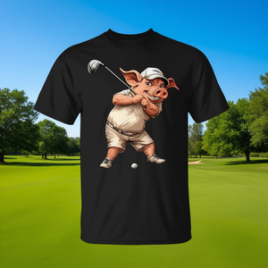 T-shirt Pigs Golfer Golf Pig per adulti unisex nera - Product Image 4