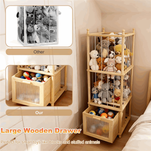 Organisateur de zoo en bois à <span class=keywords><strong>thème</strong></span> de Noël, décoration en bois à faire soi-même, rangement pour animaux en peluche avec tiroir à vue dégagée - Product Image 4