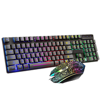Ensemble clavier et souris RGB noir, touches transparentes, souris de jeu lumineuse 4D