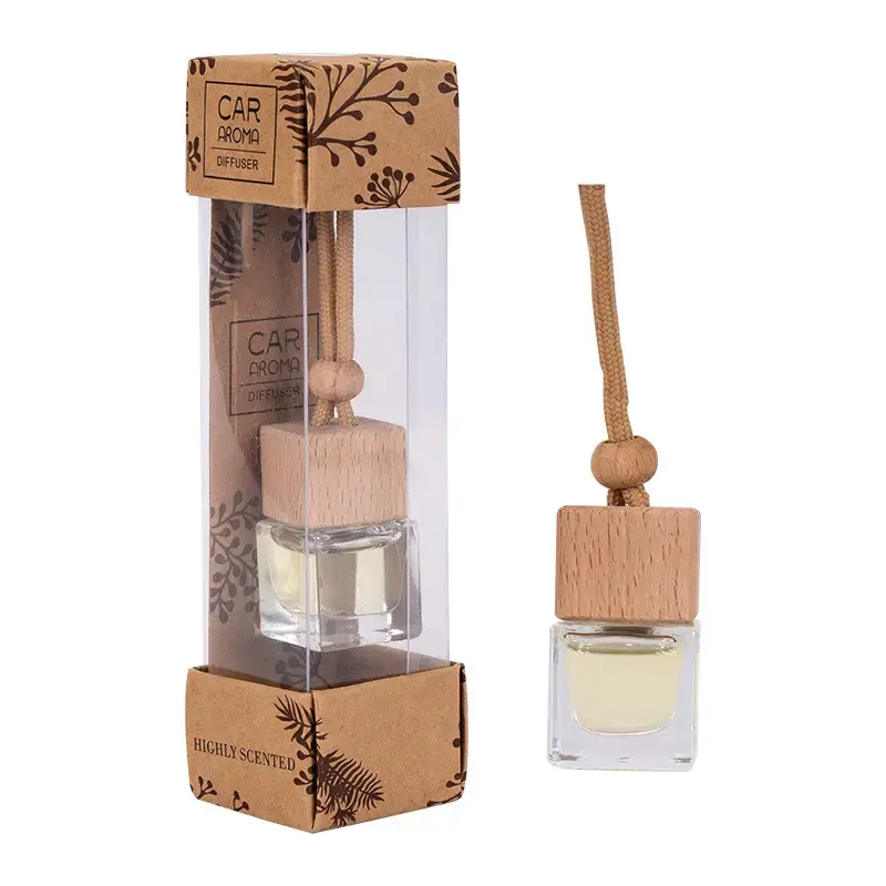 NEWIND 8ml Aroma Wood Cover Car Fragrance Scent Reed Diffuser Strong Fragrance Hanging Car Freshener
