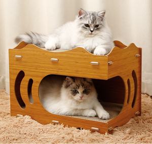 Abri pour chat amovible en bois pour maison en carton écologique Grande maison en carton pour chat de stockage intérieur - Product Image 5