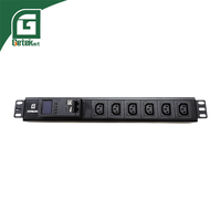 GETEKnet Unité de distribution d'alimentation intelligente (PDU) 6 ports 220V-250V 16A 1.5U*19'' avec prise C13 et câble d'alimentation allemand de 1,8m