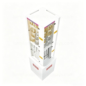 Support rotatif pour bijoux à LED en métal et acrylique 360° °   Présentoir rotatif avec éclairage pour boucles d'oreilles et colliers pour magasin de détail - Product Image 4