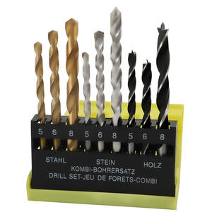 Jeu de 9 forets hélicoïdaux en acier rapide du fabricant, haute dureté, pour usage domestique, avec boîte en plastique, forets polyvalents pour l'exportation - Product Image 1