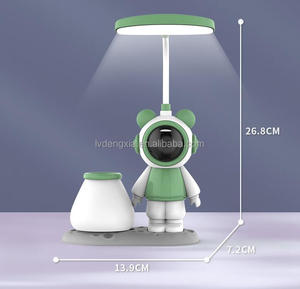 Lámpara de escritorio de astronauta para niños, luz <span class=keywords><strong>LED</strong></span> nocturna con puerto de carga USB, portalápices, lámparas de escritorio pequeñas de lectura para estudiantes, dormitorio - Product Image 3