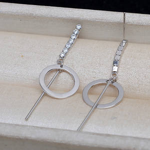Boucles d'oreilles longues en argent S925 avec double chaîne, 6-12 perles, accessoires de bijoux DIY, support vide, produit semi-fini 4289 - Product Image 2