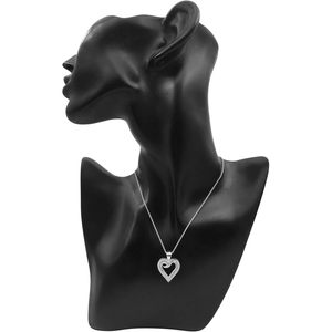 Collar con Colgante de Corazón, 0.56 Cttw, Diamante Blanco Natural, Corte Brillante Redondo, Chapado en Rodio, Plata de Ley 925, Anillo de Compromiso para Mujer - Product Image 4