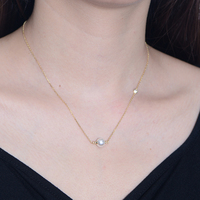 Collar de Perla Natural Individual de Plata de Ley 925, Simple y Pequeño, con Baño de Oro Vermeil, Bajo MOQ