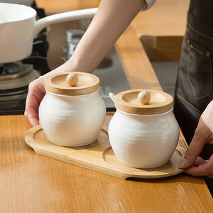Juego de tarros de cerámica japonesa para condimentos, creativos, para el hogar, tarro para manteca, tarro para sal, tarro para chile - Product Image 3