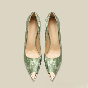 Tacchi Alti in Stile Cinese, Nuova Tendenza di Moda, Stiletto a Punta Verde con Cheongsam, Scarpe da Donna - Product Image 2