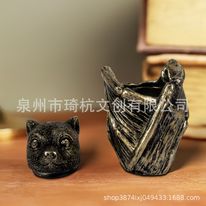 Qi Hang Bat Storage Box Resin Gothic Home Decor Halloween Decoration Standing Type 1-3L <b>Rectangle</b> Shape - Product Image 3