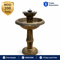 Fontaine solaire pour bain d'oiseaux à 2 niveaux, couleur personnalisée, en résine résistante aux intempéries, écologique, style antique, pour extérieur
