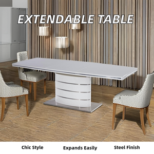 Moderne Roestvrijstalen Uitschuifbare Eettafel Voor Thuis Of Appartement Met Houten Paneel Eetkamer Meubels - Product Image 3