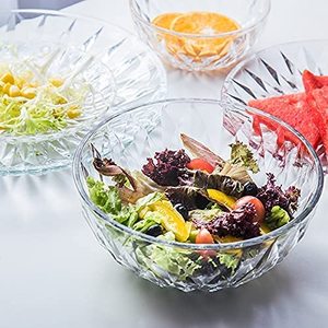 Bol à salade rond <span class=keywords><strong>en</strong></span> <span class=keywords><strong>verre</strong></span> transparent avec <span class=keywords><strong>petit</strong></span> motif diamant, idéal pour la cuisine et la restauration, parfait pour les salades et la pâtisserie - Product Image 5