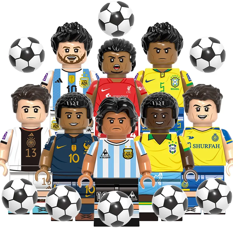 Figura de bloques de construcción para niños, Juguete de plástico para coleccionistas, modelo G0112 Pele Messi Mbappe Ronaldo, famoso jugador de estrellas de fútbol