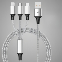 Câble de charge rapide USB C tressé en nylon 3-en-1 5A pour téléphones mobiles Android iPhone Printer Micro Data Cable