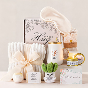 Set de Regalo <span class=keywords><strong>Spa</strong></span> en Caja Hecha a Mano con Manta Tejida Natural y Taza de Cerámica para Damas de Honor, Regalos Corporativos y de Cumpleaños - Product Image 1