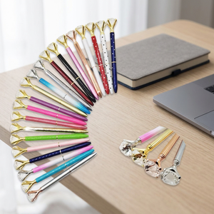 Hauhaw Stationery Set Hot Selling Promotional Custom Personalized Smooth Writing 1.0mm Plastic Diamond <b>Crystal</b> <b>Top</b> Ballpoint - Product Image 3